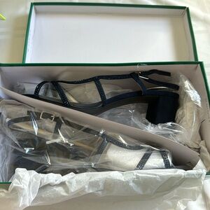 NWT David Tate Navy Nova Suede Sandal Heels